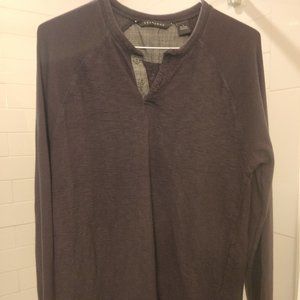 Men's Sean John Charcoal Long-Sleeve Textured Henley - L